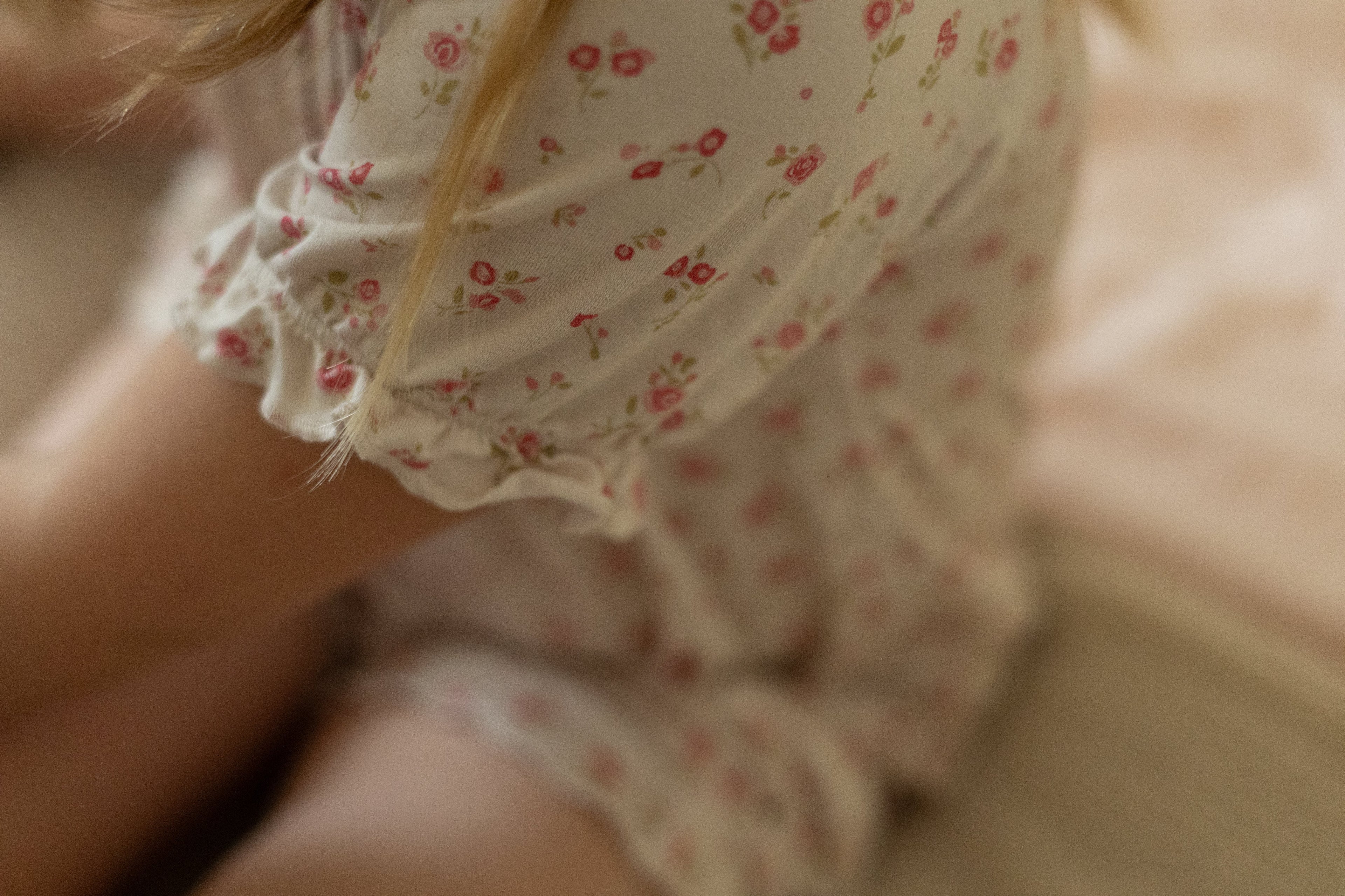 Sleeve detail of Little Rosebuds bamboo nightgown