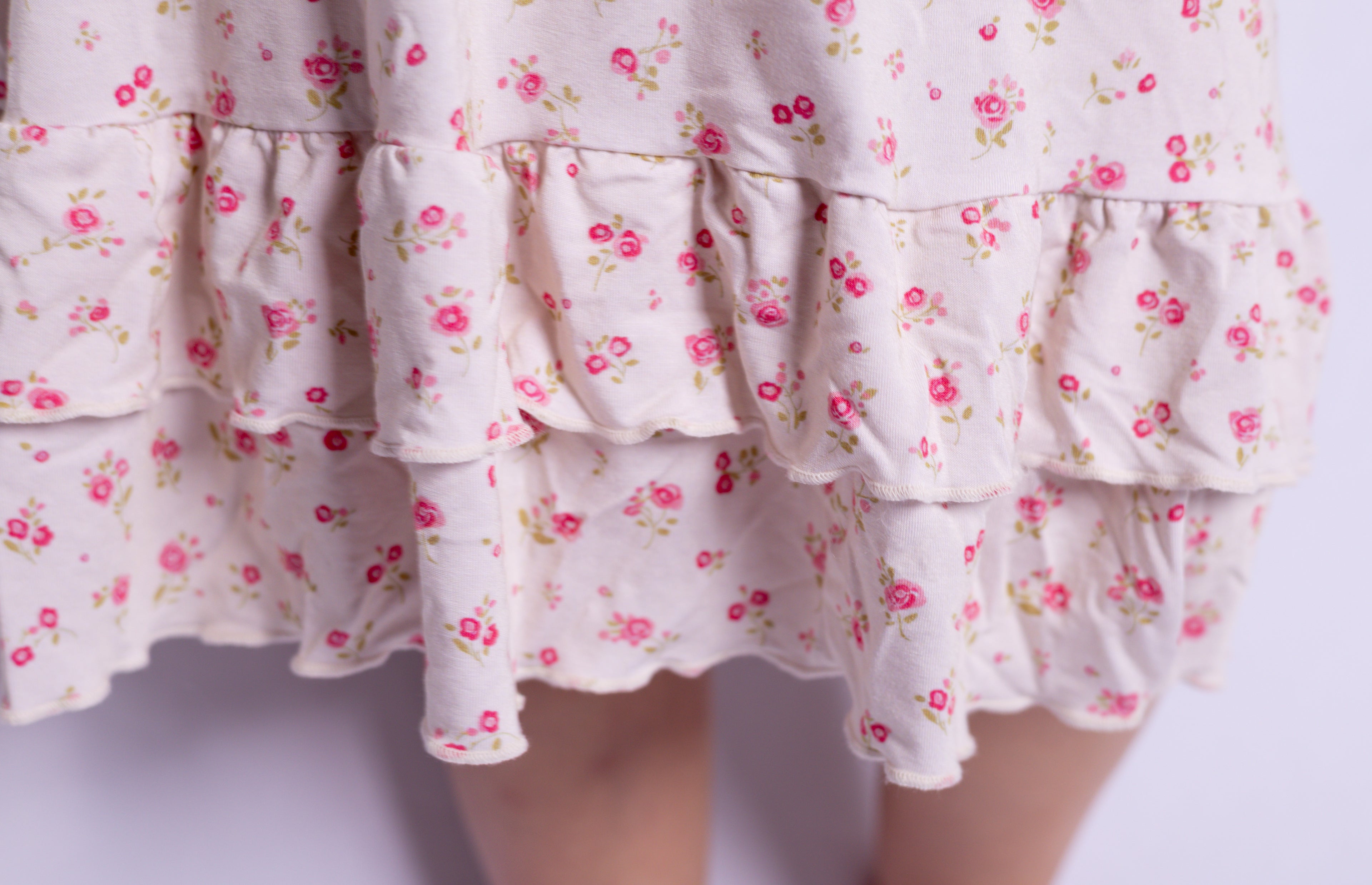 Close up detail of Little Rosebuds bamboo nightgown hem